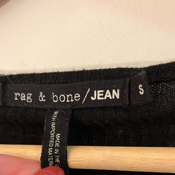 Rag & Bone Black V-Neck Ribbed Long Sleeve Top S GUC - Picture 3 of 7